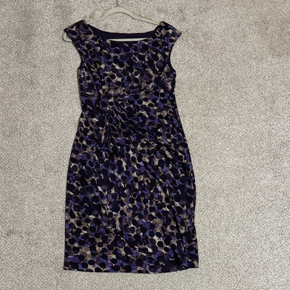 Connected Apparel Purple and Black Midi Dress
